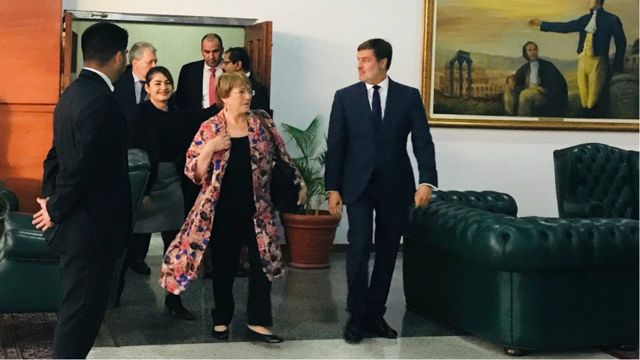 Bachelet en su primer día en Venezuela.