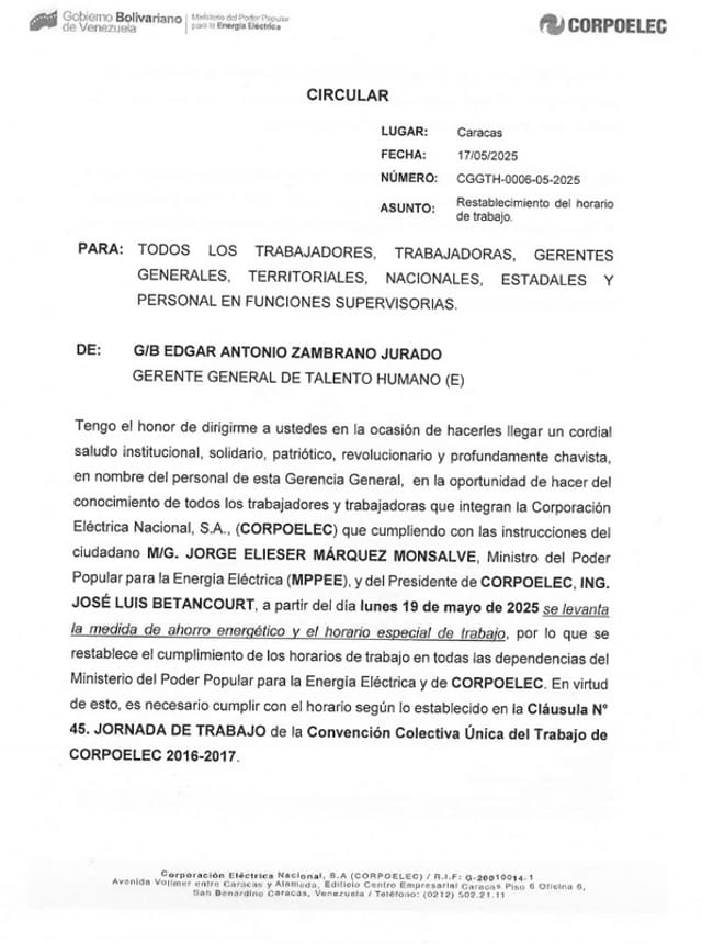 horario de trabajo