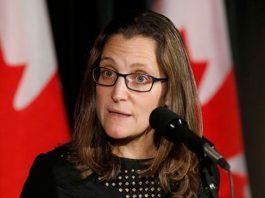 Chrystia Freeland, Ministra de Exteriores de Canadá.