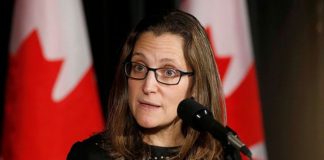 Chrystia Freeland, Ministra de Exteriores de Canadá.
