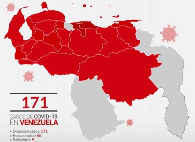 mapa estados coronavirus venezuela 