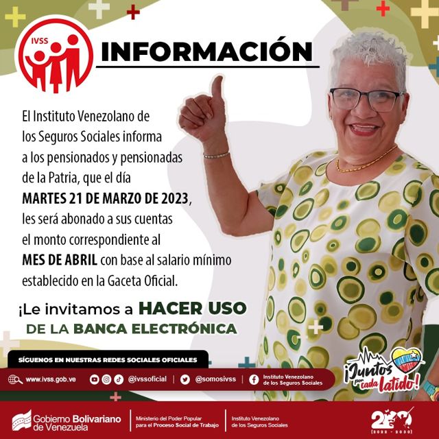 Pago de pensiones de abril